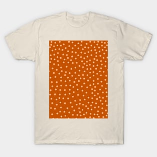 Peach Polka Dot Spots on Terracotta Pattern T-Shirt